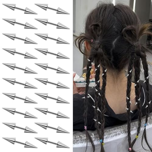 20 Gothic-Haarspangen für Damen, Punk-Metall-Accessoires mit Spikes für Gothic-Emo-Styles, ausgefallener Haarschmuck für Damen und Herren, ideal für Zöpfe, Dutts und alternative Mode, gotische