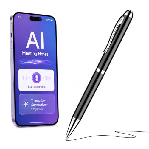 AI Voice Recorder Pen, One-Touch Recording, 360° Mic, Real-Time Transcription & Translation, App Control, 10-Hour Battery, 16GB Internal Memory+ Unlimited Cloud, PC/Mac Compatible