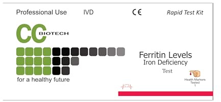 Twin Pack Ferritin Levels Iron Deficiency Rapid Blood Test Kit, Professional Use, IVD, 2 Tests