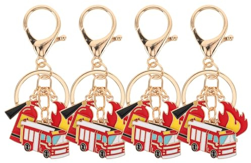 SHINEOFI 4 Stück Feuerwehr Schlüsselanhänger aus Legierung Tragbar und Leicht als Geschenk für Feuerwehrmänner bei Schulveranstaltungen und Alltag