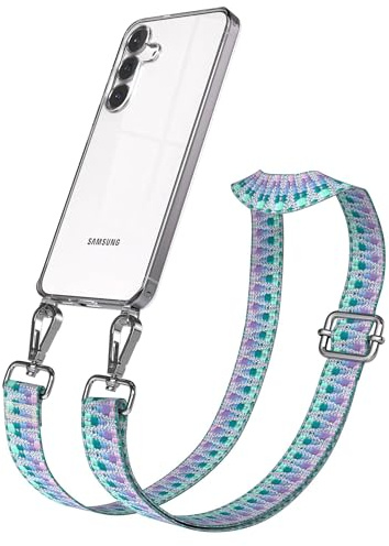 EAZY CASE Handykette - Verstellbares Taschenband kompatibel mit Galaxy S25 FE, Schulterriemen, Handykordel mit Silikon Hülle, Umhängetasche, Einhorn Silber