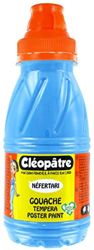 Cléopâtre -Peinture Gouache à effet Néfertari - Bleu Fluo - Flacon 250 ml