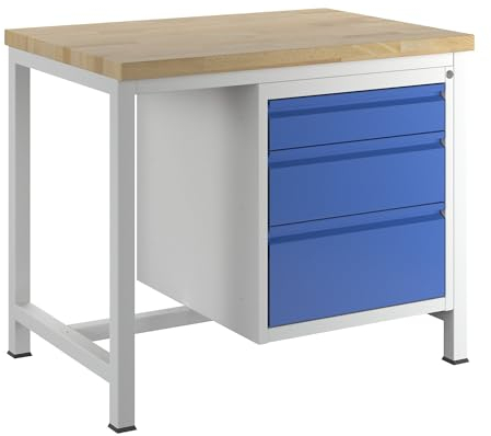 RAU | Werkbank | Gestellbauweise | 3 Schubladen Größe L je 1 x 120/180/240 mm hoch | Tiefe 700 mm | Breite 1000 mm