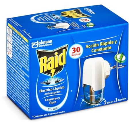 RAID - Insecticida Eléctrico Anti Mosquitos Aparato + Recambio Caja 1 Ud