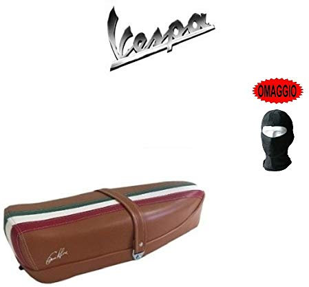 PER VESPA 50 SPECIAL 1977 77 SELLA MARRONE CON LEVETTA,FASCIA TRICOLORE DIEFFE TELAIO A MOLLE SELLINO CON RIVESTIMENTO SEMILPELLE