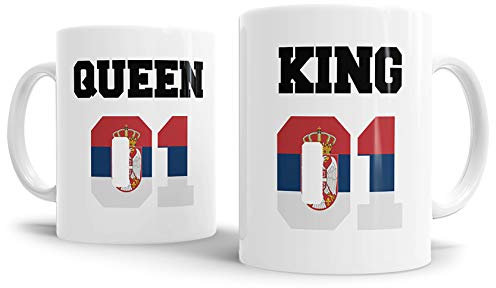 Tassendruck Flaggen-Tasse King & Queen - Serbien - Pokal/Mug/Cup/Becher/WM/Pärchen/Paare/Freunde/Beste Qualität - 25 Jahre Erfahrung