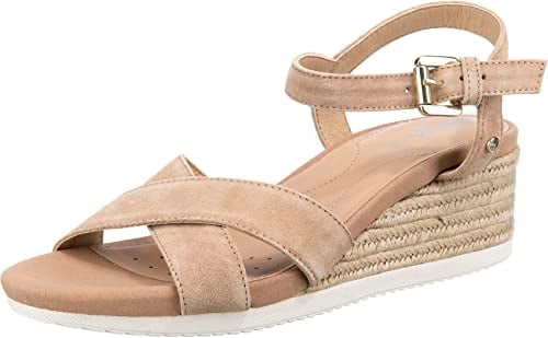 Geox D Ischia Corda, Sandali Donna, Beige Dk Skin, 35 EU