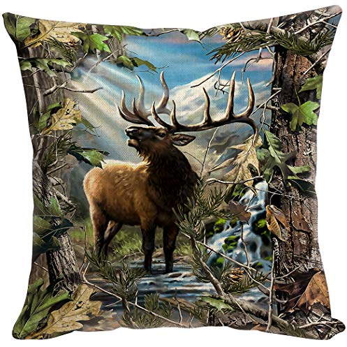 Violetpos Kissenhülle Sofa Zierkissenbezug Auto Zierkissenbezüge Kissenbezüge Kissen Tarnung Baum AST Hirsch Elch 40 x 40 cm