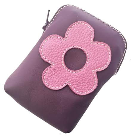 Arteycuero Pitillera de Piel Morada con Cremallera, Bolsillo Trasero con cremallera. Tabaquera de piel