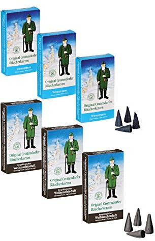Crottendorfer Räucherkerzen - Weihnachtstraum: 6 Sets à 24 Stück, 3x Wintertraum, 3x Weihnachtsduft (Spices)