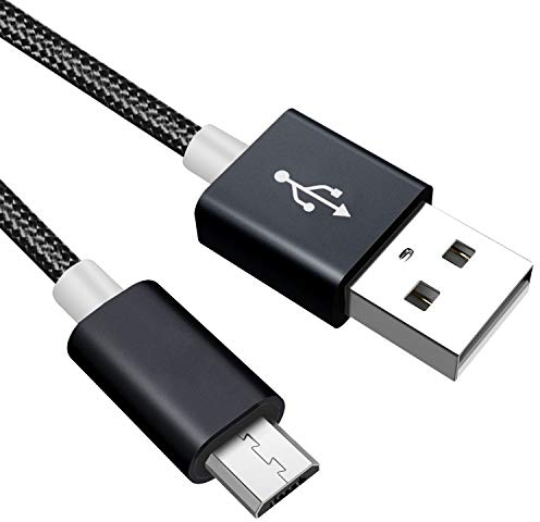 Câble de charge pour Android, micro USB, câble de charge rapide compatible avec manette PS4 Samsung Galaxy S7 S6 LG Nexus Nokia Xbox One (3,3m) (Noir)