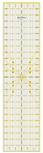 Shiny Merry 6 x 24 inch Transparent Non-Slip Acrylic Quilting Ruler for Precision Cutting, Crafts with Yellow and Black Template Lines