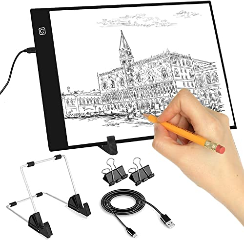 INSANYJ Tablette Lumineuse A4 pour Broderie Diamond Painting, Diamond Painting Accessoires, Luminosité Réglable Table Lumineuse Dessin avec Support Amovible pour Câble USB