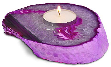 Serafino Luxuriöser Geschenk-Achat-Teelichthalter – Teelichter enthalten für Heimdekoration, Meditation, Kristall-Kerzenhalter, einzigartiges Ornament