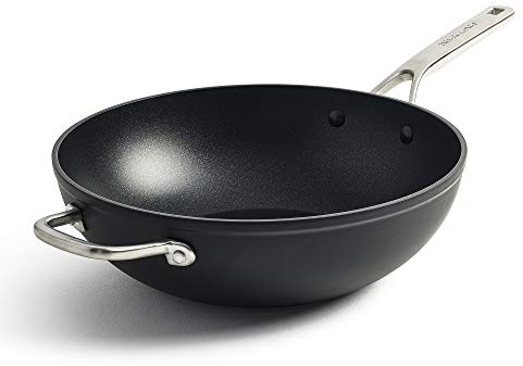 KitchenAid Forged Hardened 3-layer German Engineered, Non-Stick 30cm/5 Litre Wok, Stainless Steel Handle, Induction, Oven Safe, Black