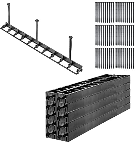 KADAX Rasenkante, 45mm, 20 Stück + 60 Nägel, Beeteinfassung aus Kunststoff, Raseneinfassung mit Click-System, Beetumrandung Set, Mähkante, Pflasterkante (Schwarz, Set C)