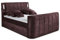 DALLAS 6 Boxspringbett 180x200 mit Bettkasten, Aubergine - Bequemes Doppelbett mit motorisierter TV-Halterung & LED-Beleuchtung - 186 x 126 x 244 cm (B/H/T)