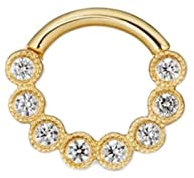 Homxi Nasenpiercing 1Pcs,16G Nasenring 1.2mm Nasenring 925 Silber Einfach Hoop 8mm Zirkonia Lippenring Piercing Gold