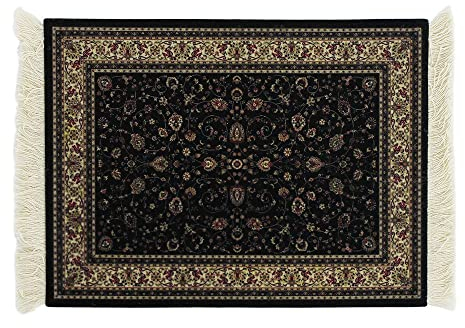LUMoony Persian Teppich Mouse Pad Schwarz 18 * 23 cm Samt Mauspad mit Quaste für Laptop, PC, Gaming, Schreibtisch-Pad, Tisch Mousepad