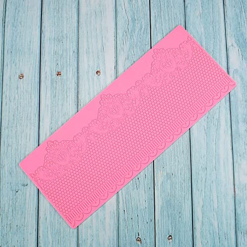 TUKE Moules en silicone nid d'abeille pour chocolat et fondant (rose, 36,6 x 14,7 x 0,3 cm, 0,57 tasses)