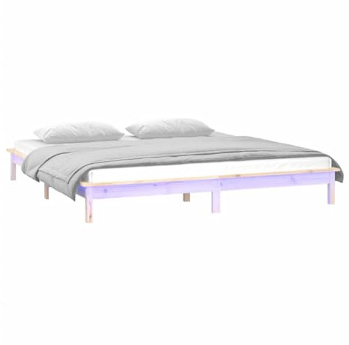 vidaXL Massivholzbett mit LEDs Bettgestell Bett Holzbett Doppelbett Bettrahmen Lattenrost Schlafzimmerbett Schlafzimmermöbel 120x200cm