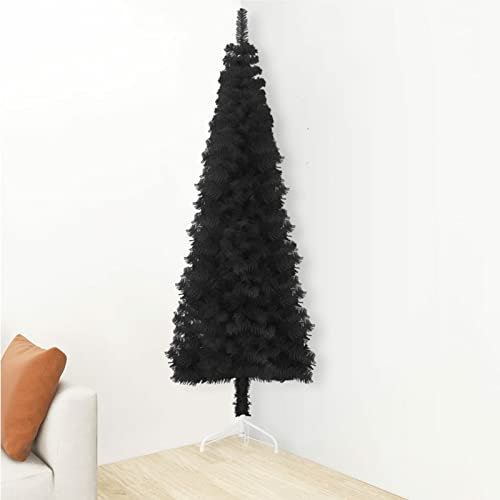 Susany Künstlicher Halber Weihnachtsbaum mit Ständer Schlank Christbaum Tannenbaum Dekobaum Kunstbaum Weihnachten Dekoration Weihnachtsdeko Schwarz 120 cm
