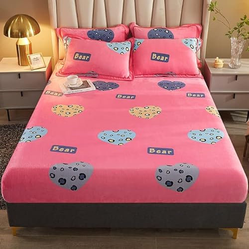 NEU Warmer Universal-Matratzenbezug Nerz Kaschmir verdicken Bettlaken Bett Kissenbezug Winter Spannbettlaken Staubschutz-Fendi Baowen, 1 Stück Kissenbezug