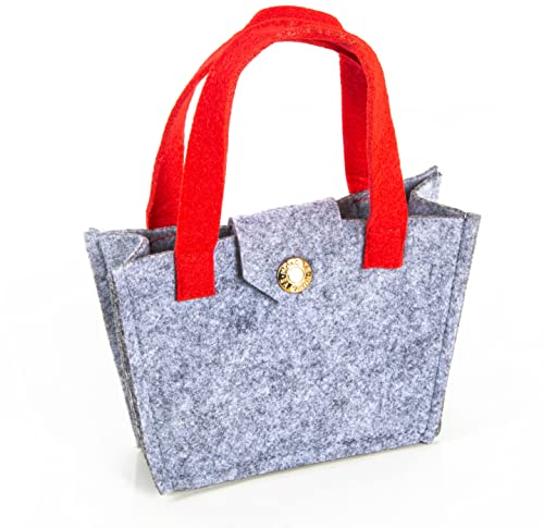 Logbuch-Verlag kleine Filztasche rot grau mit Mini Weihnachtstasche Damen Geschenk Verpackung 15 x 11 x 6 cm