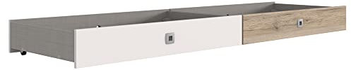 Lomadox Jugendzimmer, Teenagerzimmer, Bettschubkasten, Bettschubladen, Strauraumfläche 2-teilig in Eiche Nb. und weiß, B/H/T: ca. 100/16/60 cm