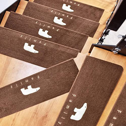 Teppich Treppenstufen Matten Stufenmatten Innen Treppenteppich , Teppichfliesen Selbstklebend Antirutschmatte Treppe schoner ,Rutschschutz Stufenschutz Innenbereich für Kinder Ältere und Hunde ( Color