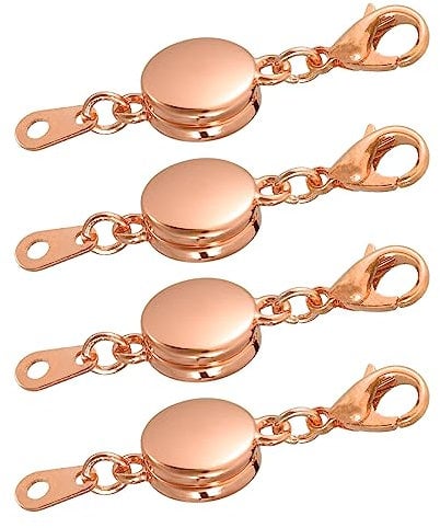 sourcing map 4Pcs Magnetic Jewelry Clasps, Oblate Magnetic Clasps Locking Closures with Lobster Clasps for Bracelet Necklace Jewelry Making (Rose Gold)
