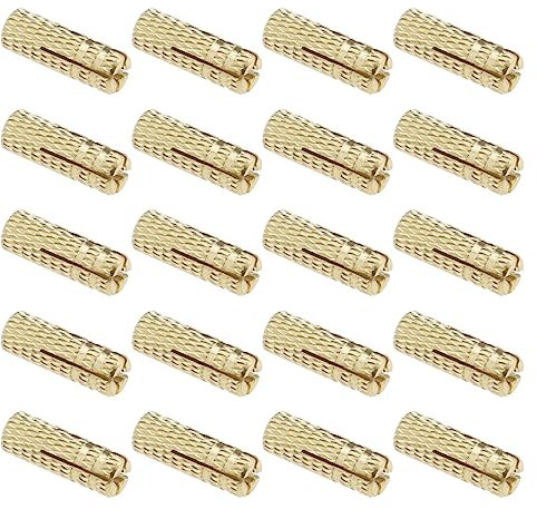 SG Store 20pcs M4 Bulloni di espansione con motivo a pressione interna in ottone tasselli di ancoraggio a parete hardware di fissaggio plug-in per ancoraggio in mattoni solidi in calcestruzzo