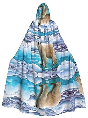 Eisbär, Eisbär, Unisex, mit Kapuze, Halloween-Umhang, Cosplay, Halloween, Weihnachten, Verkleidung für Erwachsene