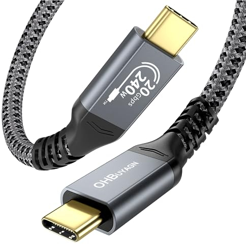 USB C auf USB C Kabel 240W 2M, 20Gbps Datenübertragung 4K Videoübertragung, USB 3.2 Gen2x2 Ladekabel Schnellladen USB Typ C Kabel Kompatibel mit iPhone 15, MacBook Pro/Air, Samsung Galaxy S22/21/20