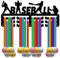 CREATCABIN Baseball-Medaillenhalter,Läufer,Medaillenaufhänger,Präsentationsständer,Sport-Metallaufhängung,Auszeichnungen,Eisen,Kleine Halterung,Dekor,Für Abzeichen,Rennläufer,Marathon,Schwarz,29x13cm