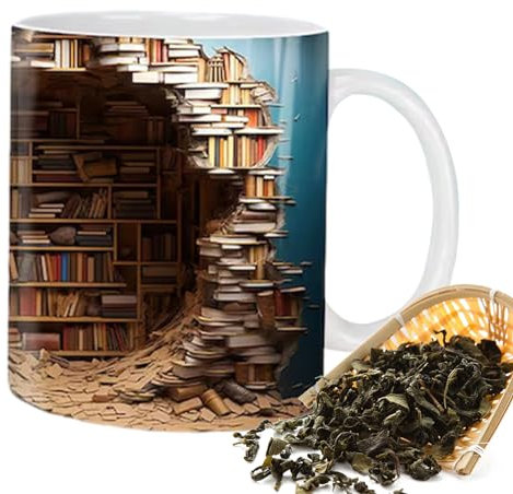 Eteslot Taza De Estantería - Taza De Café Estantería De Biblioteca - Taza De Leche De Cerámica, Taza De Té - Taza De Café para Amantes De Los Libros con Efecto - Regalos De Taza De Libro