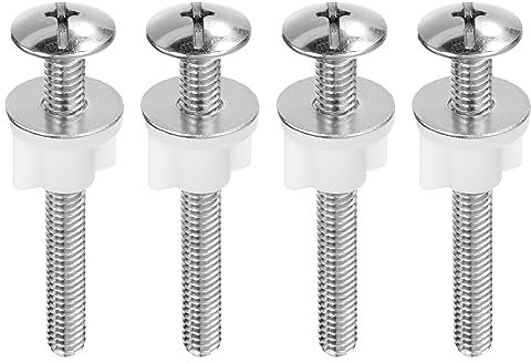 QUARKZMAN 4Stk Toilettensitz Schrauben Scharnier Bolzen Schrauben Toilettensitz Befestigungen mit Plastik Muttern und Metall Unterlegscheiben für Oben Montage Scharniere Teile Kit Silber