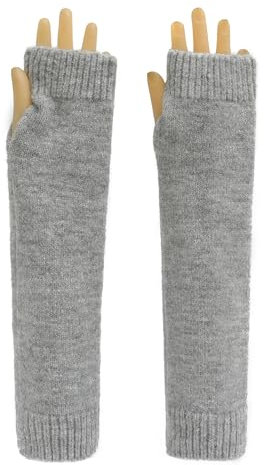 Ever Bloom lang Fingerlos Handschuhe Winter Armstulpen Strickhandschuhe Armwärmer Stulpen für Mädchen Frauen, Handschuhe arm 2023:Hellgrau