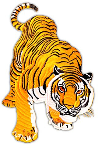 Tiger Groß Gelb Aufnäher zum aufbügeln oder aufnähen Bügelbild Aufbügler für Kleidung gestickter Bügelpatch Applikation Patch Größe 9,7 x 15,2 cm
