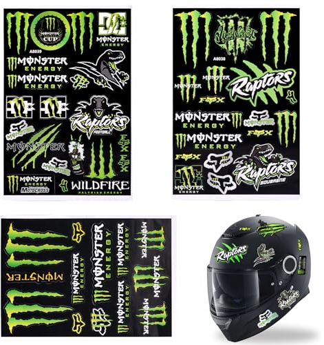 MUSEDAY Pegatinas Moto de 3 Piezas, Marca Monster Claw, Modificaciones Coches Carreras Deportivos, 50 Personalizadas