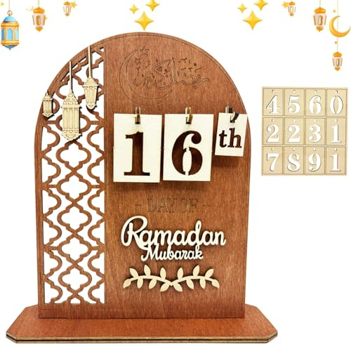 Ramadan Kalender, Ramadan Deko, Ramadan Countdown Kalender, Holz Ramadankalender Kinder, Eid Mubarak Adventskalender, DIY Ramadan Dekoration 30 Tage Countdown Kalender für Zuhause Ramadan Geschenke