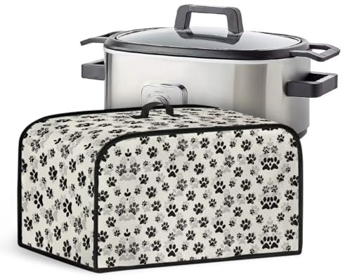 Kathyboom Dog Paw Slow Cooker Cover Portable Covers with Side Pockets for Kitchen Accessories Durable Dust Cover Fit for Most 6-8 Qt Crock Pots