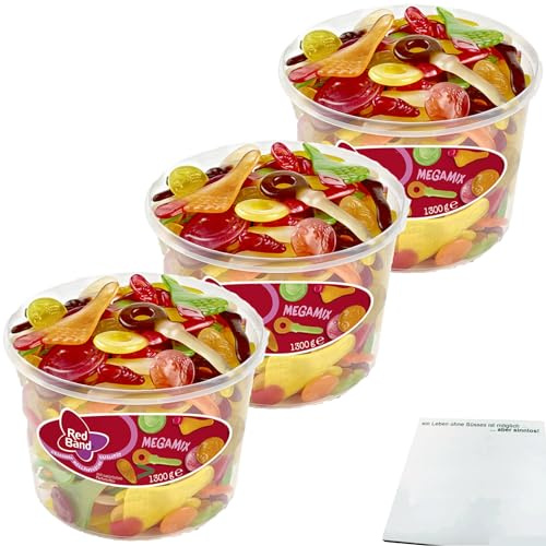 Red Band Mega Mix Fruchtgummi 3er Pack (3x1300g Dose) + usy Block