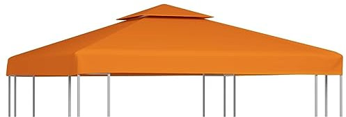 Mengtu Pavillon Ersatzdach Pavillondach Dachplane UV-Schutz und Wasserdicht Ersatzbezug Dach mit Kaminabzug Pavillonabdeckung Ersatzdach Dachplane für Pavillon 310 g/m² Orange 3x3 m