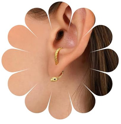 Aneneiceera Gothic Schlange Ohrstecker Gold - Punk Halloween Ohrringe Schmuck für Frauen Und Mädchen (Gold)