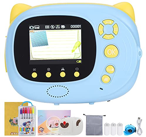 Emoshayoga Children Print Video Camera Children Print Camera, Instant Mini Kids WiFi Timer Portable High Definition Selfie P40Blue