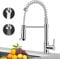 Kitchen Taps, Kitchen Sink Mixer Tap with Pull Out Sprayer, Kitchen Mixer Taps 1 Hole Commercial with Pull Down Hose High Arc 360°Swivel Spring Faucet Single Handle Lever, 2 Spray Modes Chrome