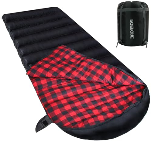 Poepore Schlafsack Outdoor Winter für Erwachsene Extra Breit 4 Jahreszeiten XXL Schlafsäcke Warmer Baumwolle Flanell Deckenschlafsack beim Camping Wandern Abenteuern 230 * 100CM Rot