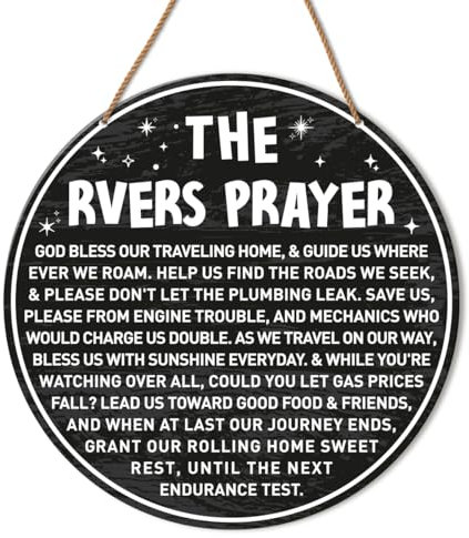 HSNBT Camping Wall Decor Sign, Camping Signs for Campers Campsite Inside Camp Hanging Sign Decor RV Motorhome Accessories Decorations Gift for Camper Camping Lover, The RVers Prayer