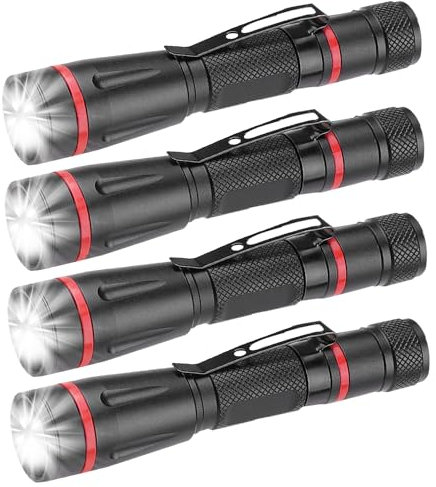 MODOAO Mini linterna pequeña ultra brillante, linternas de mano, con zoom, impermeable, linterna LED delgada para camping, exteriores (paquete de 4)